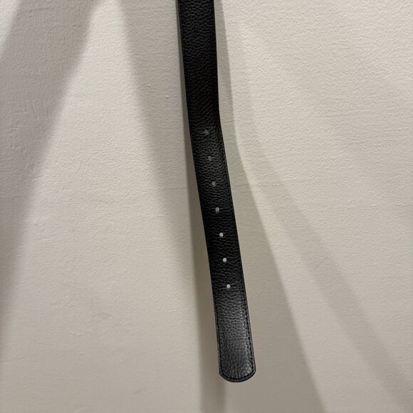 Michael Kors Reversible Belt Pebbled Leather Black MK Logo Gold Buckle 47" - Picture 10 of 10